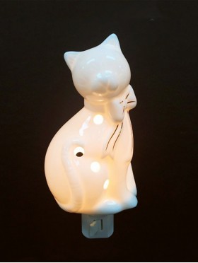 Porcelain Cat Night Light With Gift Box